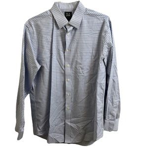 Jos A Bank Travelers Fit Mens Plaid Dress Shirt